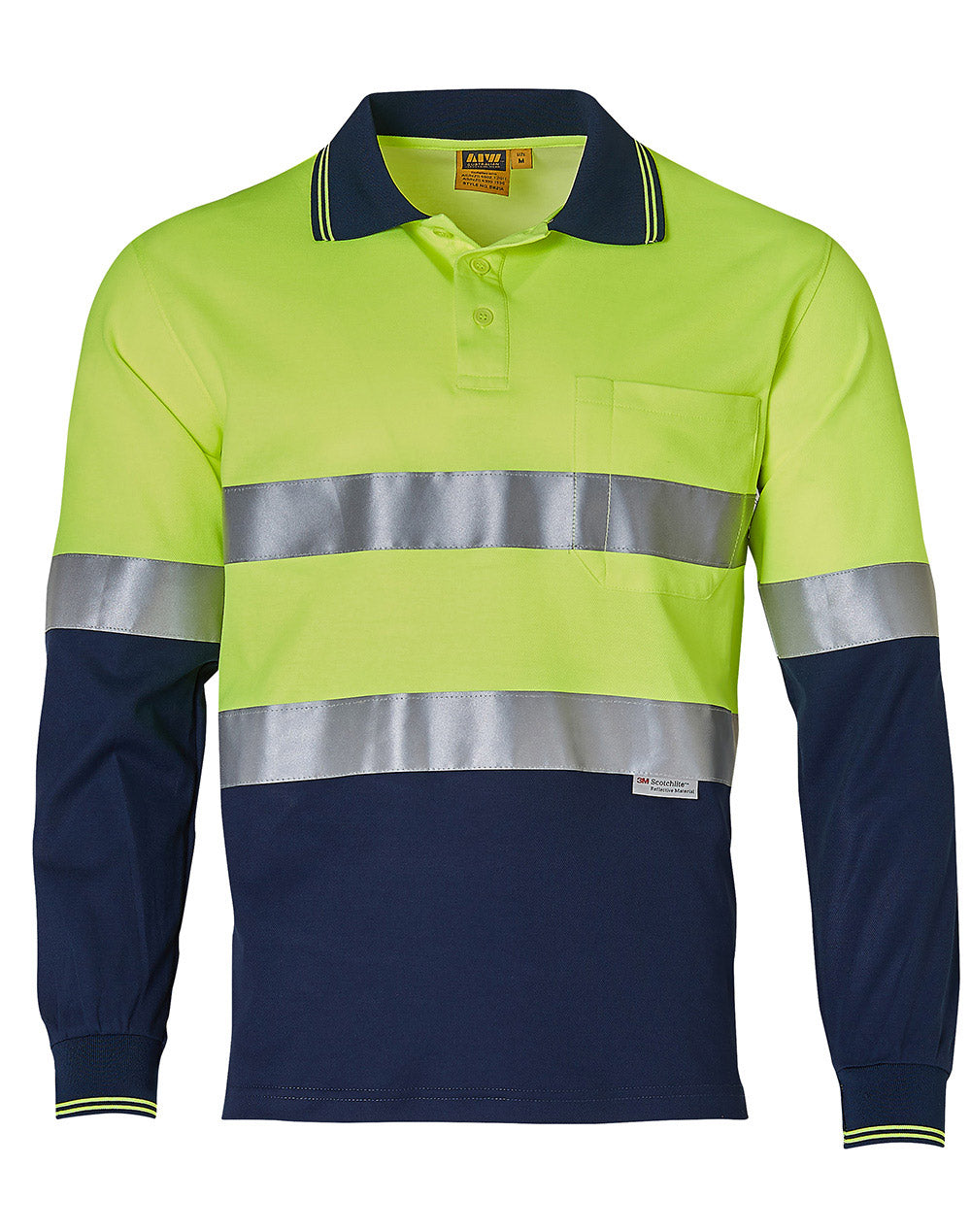 AIW SW21A TRUEDRY® MEN'S LONG SLEEVE SAFETY POLO WITH 3M REFLECTIVE TAPE