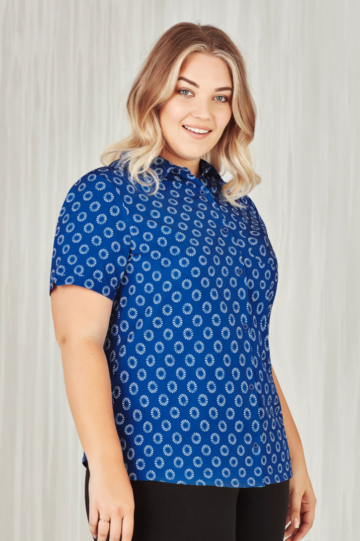 CS948LS-Florence Womens Daisy Print Short Sleeve Shirt