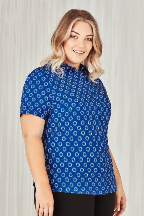 CS948LS-Florence Womens Daisy Print Short Sleeve Shirt