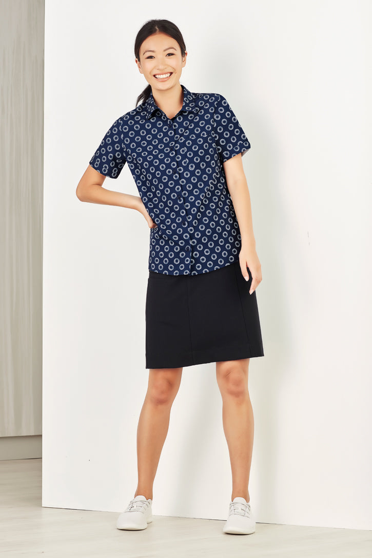CS948LS-Florence Womens Daisy Print Short Sleeve Shirt