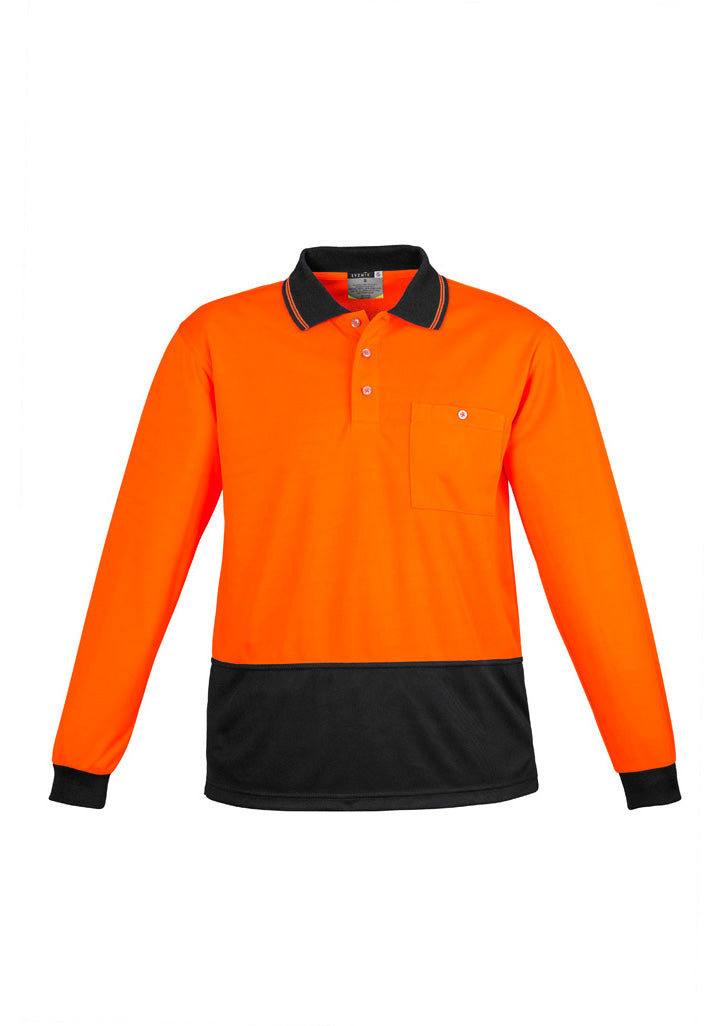 ZH232-Unisex Hi Vis Basic Spliced Polo - Long Sleeve