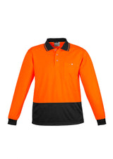 ZH232-Unisex Hi Vis Basic Spliced Polo - Long Sleeve