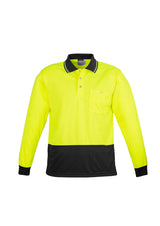 ZH232-Unisex Hi Vis Basic Spliced Polo - Long Sleeve