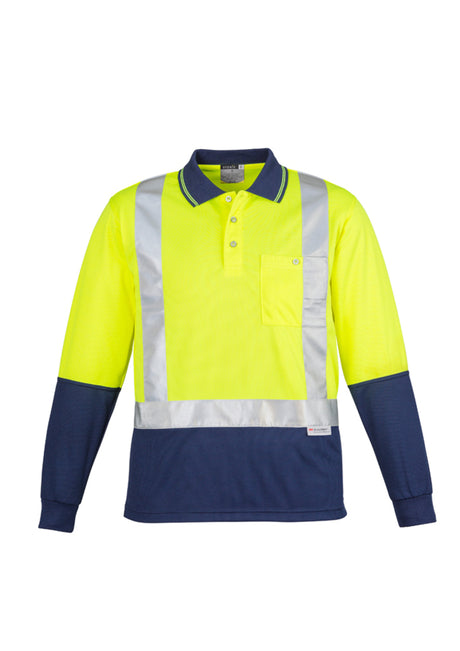 ZH234-Mens Hi Vis Spliced Polo - Long Sleeve Shoulder Taped