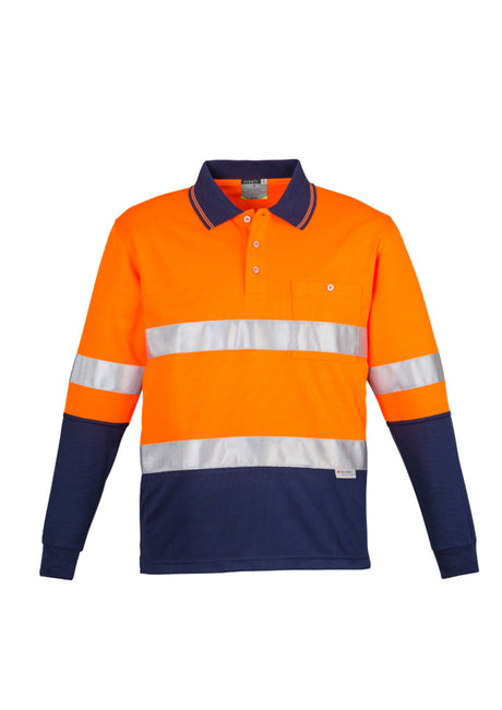 ZH235-Mens Hi Vis Spliced Polo - Long Sleeve Hoop Taped