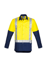 ZW124-Mens Hi Vis Spliced Industrial Shirt - Shoulder Taped